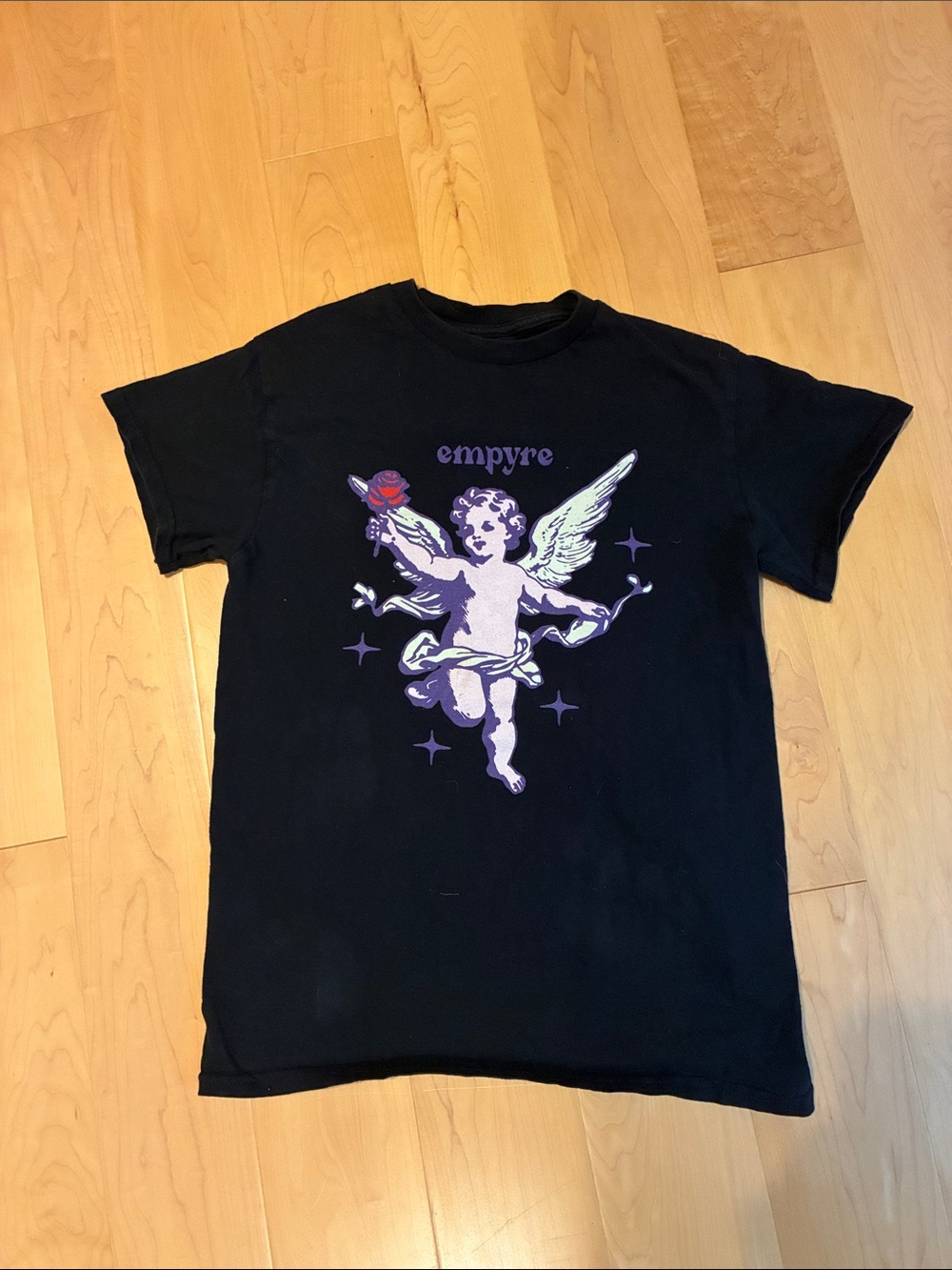Empyre Black Graphic Tee with Cherub Print